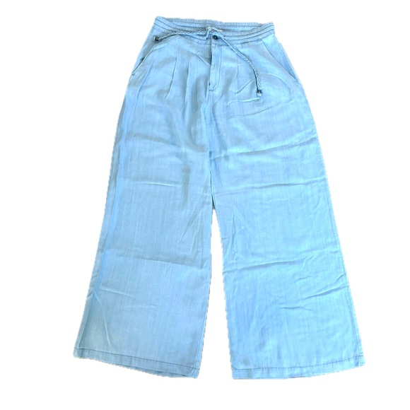 Guess Light Blue Chambray Wide-Leg Pants-size L - Picture 1 of 5